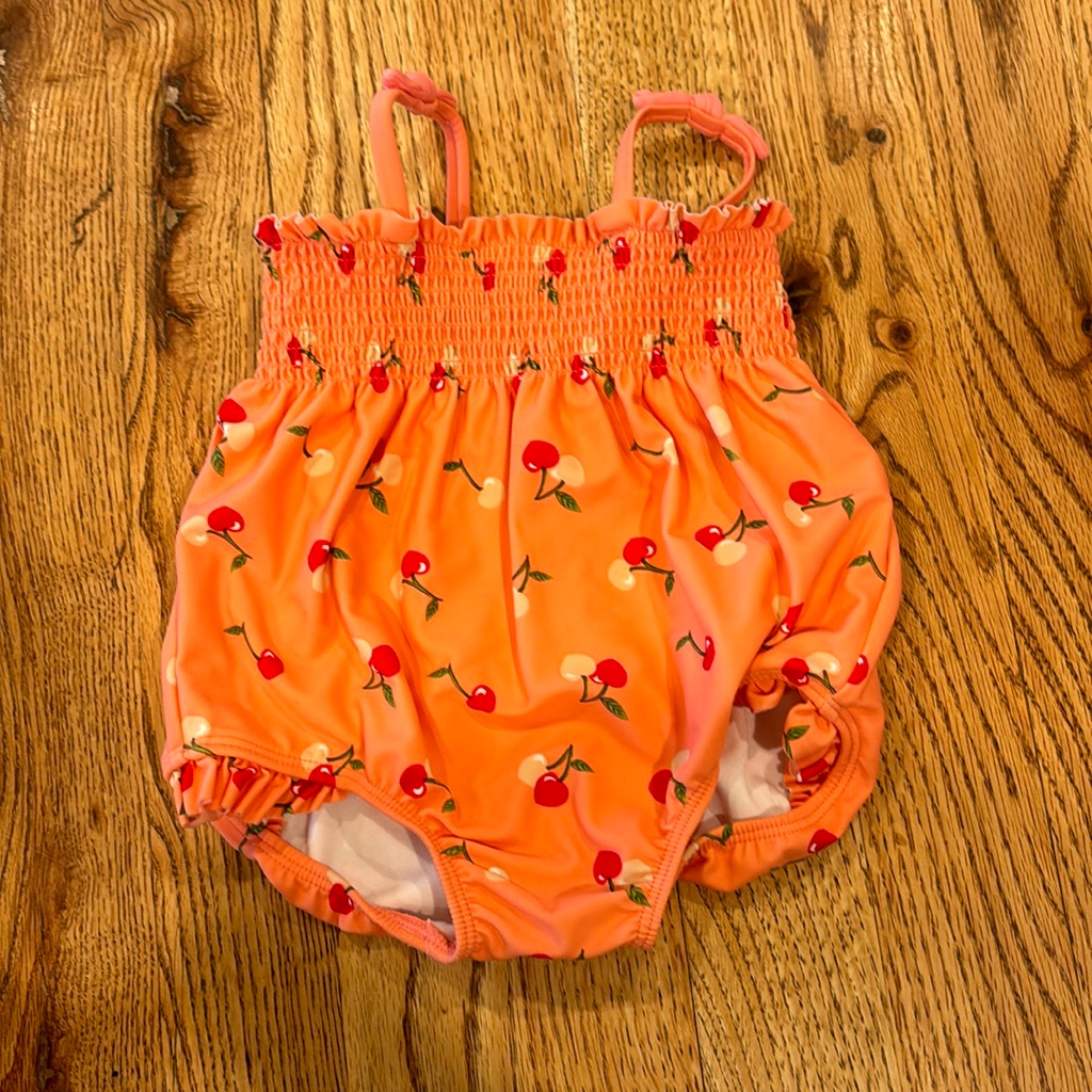 Janie And Jack Orange Cherry Kids Swim One Piece
